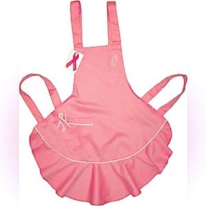 Lady in Pink Breast Cancer Awareness Poly-Cotton Kitchen Apron w/ Ruffled Skirt